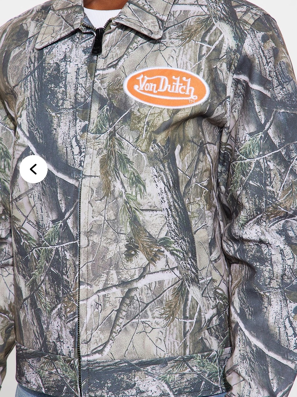 Von Dutch Camouflage Zip Jacket with Orange Logo Patch